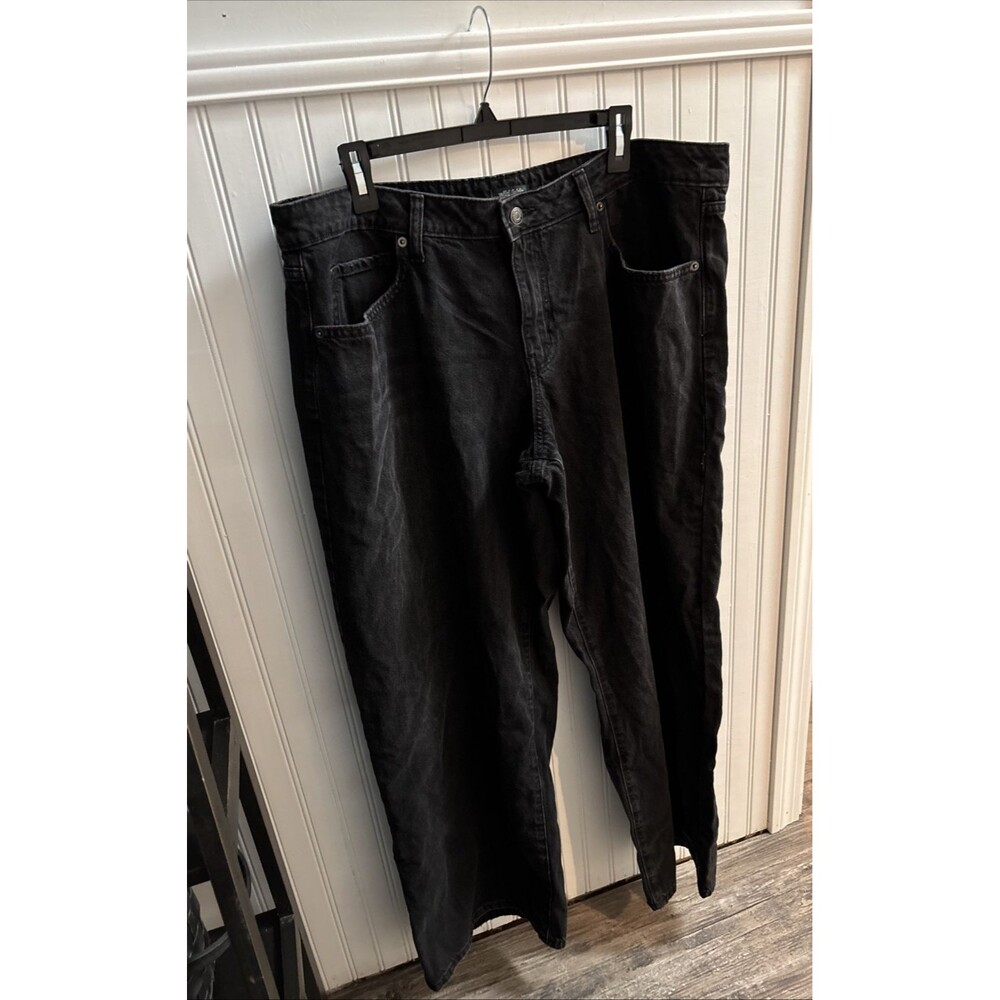 Woman Wild Fable 16R Wide Leg Black Low Rise Baggy Jeans Pants Waist 38" NWT